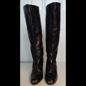 Caressa Black Knee High Leather Boots